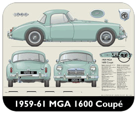 MGA 1600 Coup (wire wheels) 1959-61 Place Mat, Small